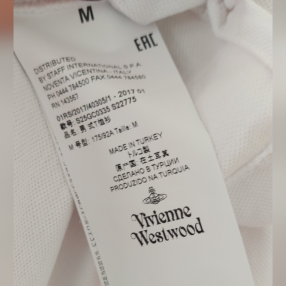 Vivienne Westwood White Size M Krall Polo Shirt Tipped Collar Embroidered Orb. - Picture 10 of 10